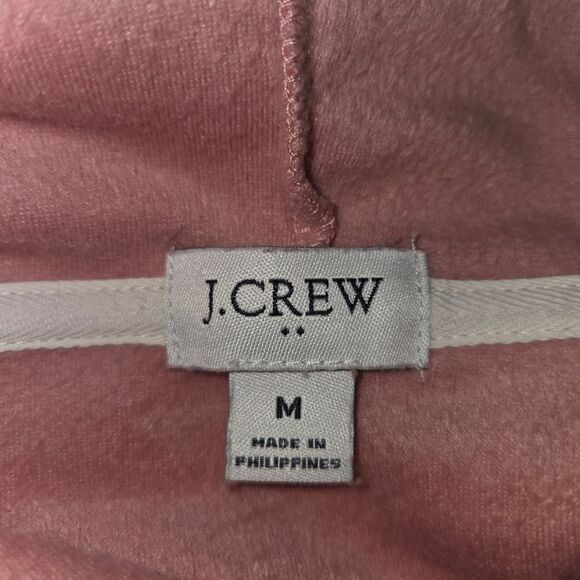 J. Crew Pink Velour Hoodie Top Size Medium - Picture 4 of 5